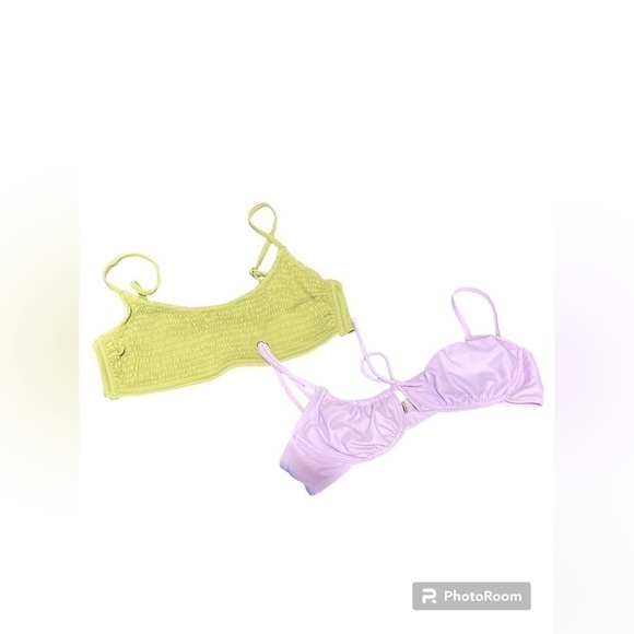 Xhiliration Bikini Bathing Suit Tops (Sage & Lilac) size XL - Picture 1 of 4